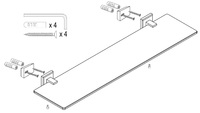 PÓŁKA ŁAZIENKOWA SZKLANA  ŚCIENNA WISZĄCA SZKŁO QUAD CHROM 50cm FALA 69321 