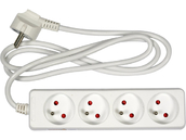PRZEDŁUŻACZ ELEKTRYCZNY, BIAŁY, 4 GNIAZDA Z UZIEMIENIEM, 1,5 M VOREL 72501