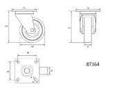 KÓŁKO SKRĘTNE Z SZARĄ GUMĄ 125MM VOREL 87364