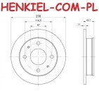 Tarcze hamulcowe pełne MIKODA 1126 + KLOCKI SAMKO 5SP695 - HYUNDAI ATOS (MX) - OŚ PRZEDNIA