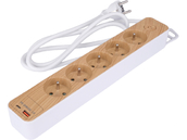 PRZEDŁUŻACZ Z USB LISTWA ZASILAJĄCA 5 GNIAZD IMITACJA DREWNA STHOR 72344