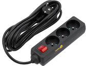 PRZEDŁUŻACZ ELEKTRYCZNY, BLACK, 3 GNIAZDA Z UZIEMIENIEM, 5M Z WYŁĄCZNIKIEM VOREL 72627