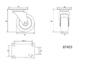 KÓŁKO SKRĘTNE Z CZARNĄ GUMĄ 65MM VOREL 87403
