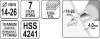 WIERTŁO STOPNIOWE STOŻKOWE HSS 14-26mm YATO YT-44743