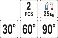 ZESTAW SPAWALNICZYCH KĄTOWNIKÓW UCHWYTÓW MAGNETYCZNYCH KPL. 2 SZT. 25KG YATO YT-08722