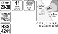 WIERTŁO STOPNIOWE STOŻKOWE HSS 20-30mm YATO YT-44747