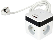 PRZEDŁUŻACZ ELEKTRYCZNY KOSTKA Z USB 3 GNIAZDA Z/U 1,5M STHOR 72480