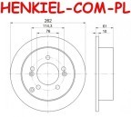 Tarcze hamulcowe pełne MIKODA 1132 GT malowane, nacinane, wiercone, kolor: czarny + KLOCKI MIKODA 71150 - HYUNDAI SONATA V (NF) TUCSON (JM) - OŚ TYLNA / system AKEBONO