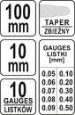 SZCZELINOMIERZ 10 LISTKOWY 100mm DO ŚWIEC ZAWORÓW 0,05-0,5mm YATO YT-7222