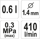 PISTOLET NATRYSKOWY MALARSKI LAKIERNICZY HVLP 600ml 0,6L 1,4mm YATO YT-2340