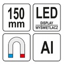 POZIOMNICA CYFROWA ELEKTRONICZNA MASZYNOWA ALU MAGNETYCZNA LED 150mm 0,15m 15cm YATO YT-30395