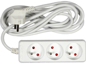 PRZEDŁUŻACZ ELEKTRYCZNY, BIAŁY, 3 GNIAZDA Z UZIEMIENIEM, 3M VOREL 72504