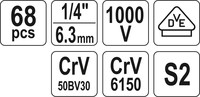 ZESTAW NARZĘDZI DLA ELEKTRYKÓW 68 SZT. YATO YT-39009