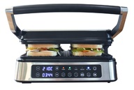 GRILL OPIEKACZ ELEKTRYCZNY ROZKŁADANY KONTAKTOWY KOMPAKTOWY PROGRAMATOR CZASU I TEMPERATURY PANEL LED 2000W LUND 67450