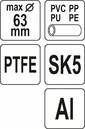 OBCINAK PRZECINAK PTFE DO RUR PCV DO 63 MM YATO YT-22273