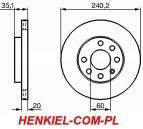 ZESTAW TARCZE BREMBO 09.8635.10 I KLOCKI FERODO FSL1424 - OPEL CORSA C PRZÓD 