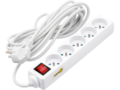 PRZEDŁUŻACZ ELEKTRYCZNY, BIAŁY, 5 GNIAZD Z UZIEMIENIEM, 5M Z WYŁĄCZNIKIEM VOREL 72534 