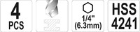 WIERTŁA UNIWERSALNE HEX KPL. 4 SZT. YATO YT-44705