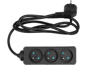 PRZEDŁUŻACZ ELEKTRYCZNY, CZARNY, 3 GNIAZDA Z UZIEMIENIEM, 1,5M VOREL 72615 