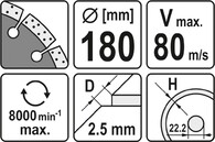 TARCZA DIAMENTOWA SEGMENTOWA DO CIĘCIA KAMIENIA CEGŁY GRANITU CERAMIKI BETONU 180mm 22,2mm YATO YT-6004