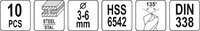 WIERTŁA DWUSTRONNE DO METALU HSS 3-6mm kpl. 10szt. YATO YT-40025