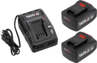 ZESTAW AKUMULATOR BATERIA 2x 18V LI-ION 4Ah + ŁADOWARKA + WALIZKA YATO YT-828510