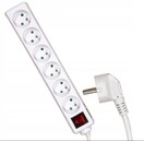 PRZEDŁUŻACZ ELEKTRYCZNY, BIAŁY, 6 GNIAZD Z UZIEMIENIEM, 5M Z WYŁĄCZNIKIEM  VOREL 72535 