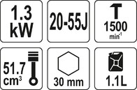 SPALINOWY MŁOT WYBURZENIOWY HEX 30mm 55J YATO YT-82007