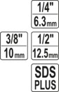 ADAPTERY SDS PLUS DO NASADEK 1/4 3/8 1/2 3 SZT. YATO YT-04686