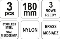 SZCZOTKI DRUCIANE MINI DO CZYSZCZENIA  NYLON MOSIĄDZ STAL 3 SZT. YATO YT-6351