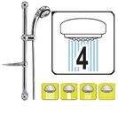 ZESTAW ŁAZIENKOWY SŁUCHAWKA CZTEROFUNKCYJNA WĄŻ MYDELNICZKA FALA 75558