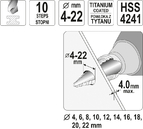 WIERTŁO STOPNIOWE STOŻKOWE HSS 4-22mm YATO YT-44741