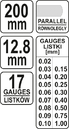 SZCZELINOMIERZ 17 LISTKOWY 200mm DO ŚWIEC ZAWORÓW 0,02-1mm YATO YT-7221