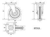 KÓŁKO SKRĘTNE Z CZARNĄ GUMĄ 160MM VOREL 87315