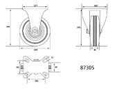 KÓŁKO STAŁE Z CZARNĄ GUMĄ 160MM VOREL 87305