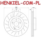 Tarcze hamulcowe wentylowane MIKODA 5401 GT malowane, wiercone, kolor: czarny + KLOCKI QAURO QP1826C ceramiczne - MERCEDES KLASA E (W212,S212)  - OŚ PRZEDNIA
