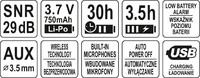 NAUSZNIKI SŁUCHAWKI PRZECIWHAŁASOWE OCHRONNE ELEKTRONICZNE Z BLUETOOTH YATO YT-74626