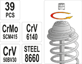 KLUCZE DO MOCOWANIA AMORTYZATORÓW KPl. 39 SZT. YATO YT-0628