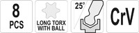 ZESTAW KLUCZY IMBUSOWYCH TORX Z KULKĄ DŁUGIE T9-T40 8 SZT. YATO YT-05123