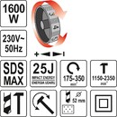 MŁOT UDAROWO-OBROTOWY SDS MAX 25J 1600W 12KG YATO YT-82135