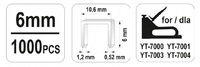 ZSZYWKI 6mm 1,2x10,6mm kpl. 1000szt. YATO YT-7022
