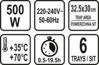 SUSZARKA SPOŻYWCZA DO GRZYBÓW OWOCÓW WARZYW 6 SIT 420-500W LUND 68272