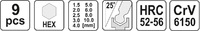 ZESTAW KLUCZY IMBUSOWYCH Z KULKĄ IMBUS 1,5-10 mm 9 SZT. YATO YT-0505