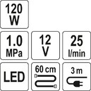 KOMPRESOR SAMOCHODOWY LCD 12V 120W YATO YT-73470