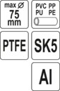 OBCINAK PRZECINAK PTFE DO RUR PCV do 75mm YATO YT-22274