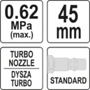 PISTOLET DO PRZEDMUCHIWANIA KRÓTKI TURBODYSZA TURBO 45mm YATO YT-23722