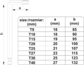 ZESTAW KLUCZY IMBUSOWYCH TORX Z KULKĄ DŁUGIE T9-T40 8 SZT. YATO YT-05123