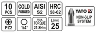 KOŃCÓWKI WKRĘTAKOWE BITY PZ2x25mm 10szt. YATO YT-0471
