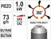 PALNIK GAZOWY LUTLAMPA LUTOWNICA DO LUTOWANIA Z PIEZO 360º YATO YT-36710