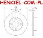 Tarcze hamulcowe pełne MIKODA 0306 GT malowane,nacinane,wiercone, kolor: czarny + KLOCKI TRW GDB852 - POLONEZ III - OŚ PRZEDNIA